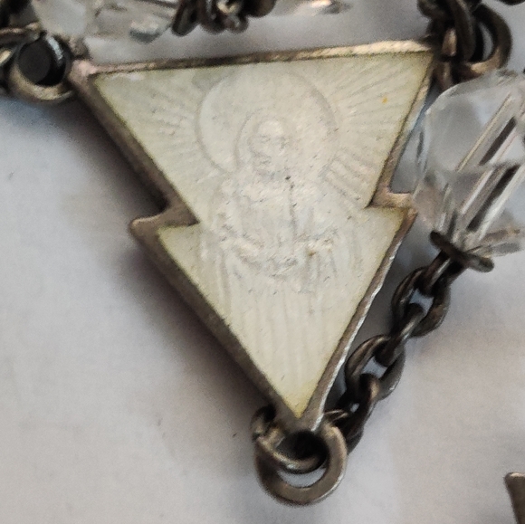 Vintage MCM Silver and Enamel Catholic Rosary Original Box - Picture 9 of 15